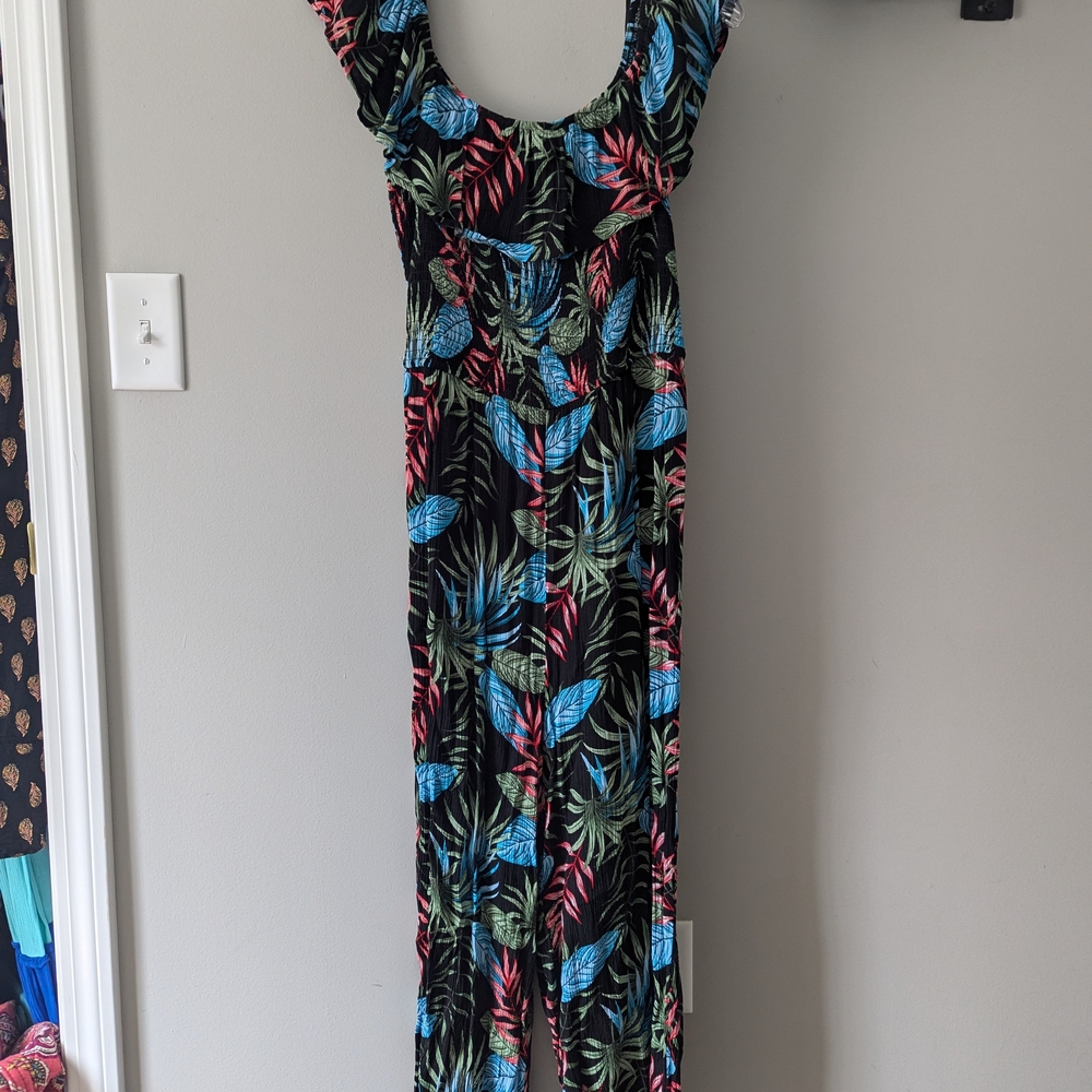 Tropical Leaf Print Maxi Dress